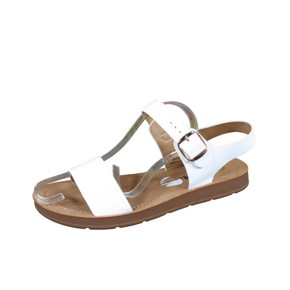 Soda Plenty Women Sandals Size 7 Summer Beach Strappy Flat White Faux Leather